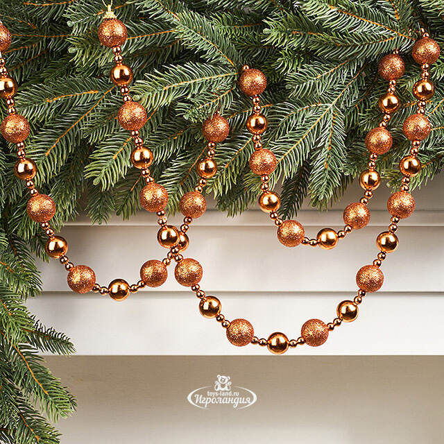 Бусы на елку Barnettby - Copper 2-2.5 см, 160 см, пластик Winter Deco
