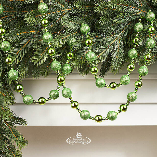 Бусы на елку Barnettby - Green 2-2.5 см, 160 см, пластик Winter Deco