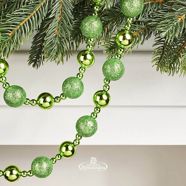 Бусы на елку Barnettby - Green 2-2.5 см, 160 см, пластик Winter Deco