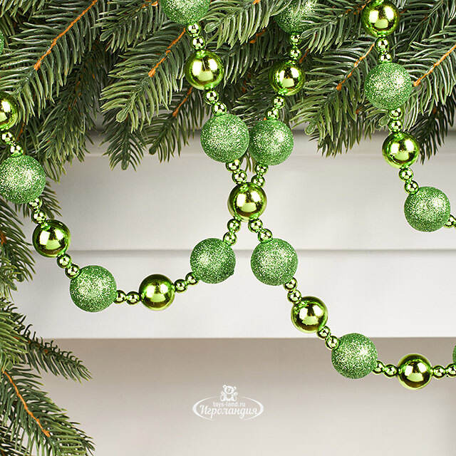 Бусы на елку Barnettby - Green 2-2.5 см, 160 см, пластик Winter Deco
