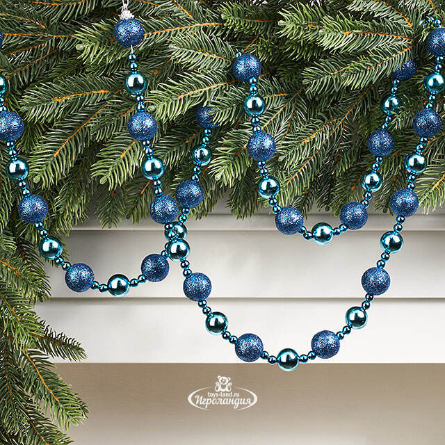Бусы на елку Barnettby - Blue 2-2.5 см, 160 см, пластик Winter Deco