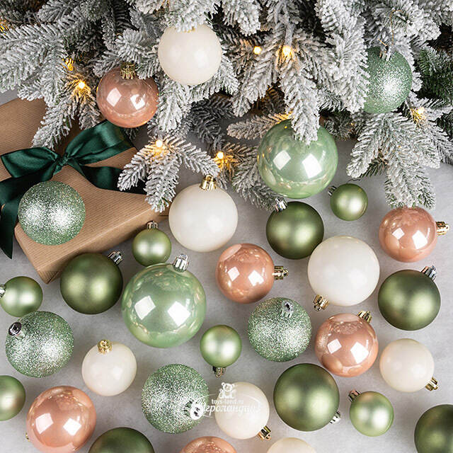 Большой набор елочных шаров Westbury - Розмариновый Букет 4-8 см, 100 шт, пластик Winter Deco