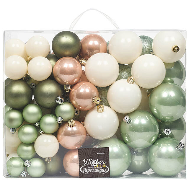 Большой набор елочных шаров Westbury - Розмариновый Букет 4-8 см, 100 шт, пластик Winter Deco