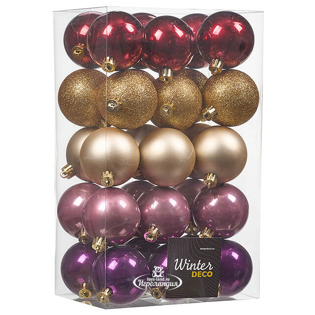 Елочные шары Gracy - Королевский Сатин 6 см, 30 шт, пластик Winter Deco