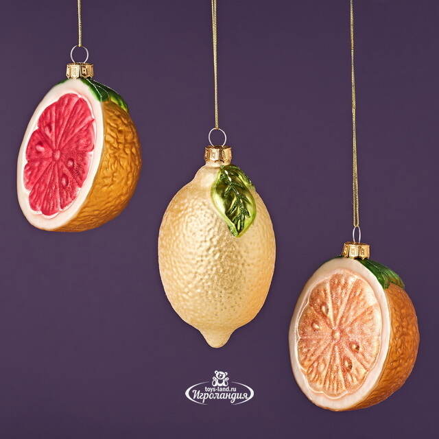 Елочные игрушки Фрукты - Lemonade Cocktail 11 см, 3 шт, стекло Winter Deco