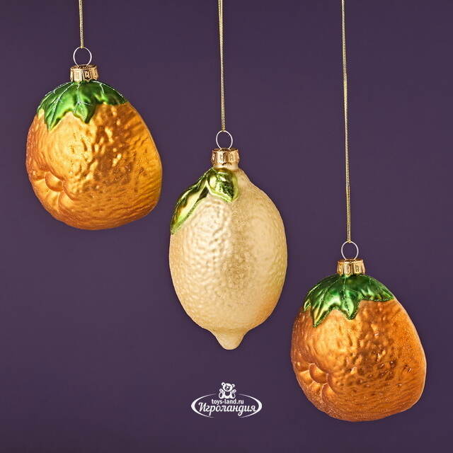 Елочные игрушки Фрукты - Lemonade Cocktail 11 см, 3 шт, стекло Winter Deco
