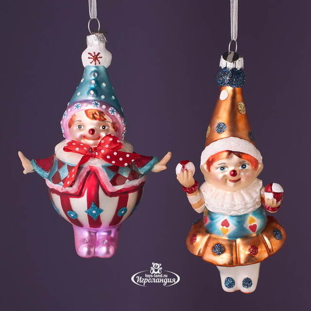 Елочные игрушки Клоуны Марсо - Circus Roncalli 17 см, 2 шт, стекло Winter Deco