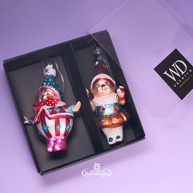 Елочные игрушки Клоуны Марсо - Circus Roncalli 17 см, 2 шт, стекло Winter Deco