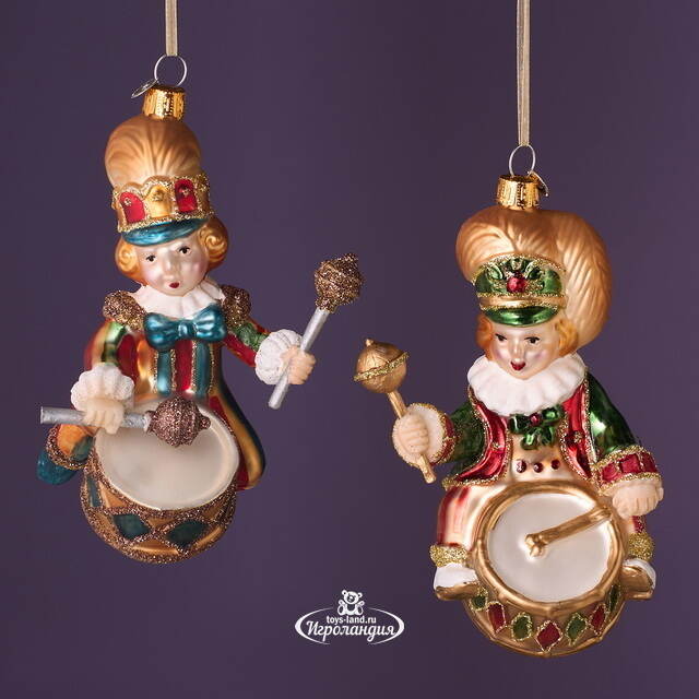 Стеклянные елочные игрушки Дуэт Барабанщиков - Circus Roncalli 10 см, 2 шт, стекло Winter Deco