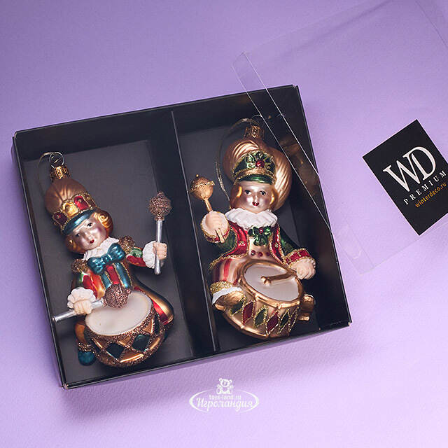 Стеклянные елочные игрушки Дуэт Барабанщиков - Circus Roncalli 10 см, 2 шт, стекло Winter Deco