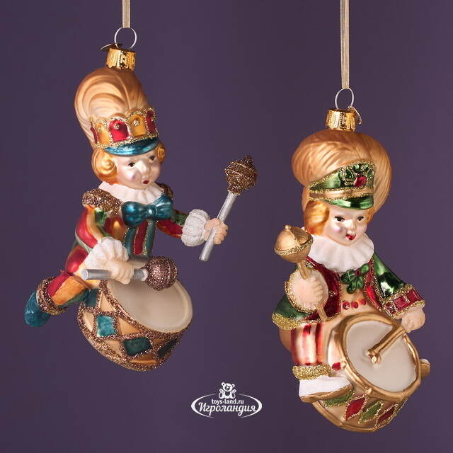 Стеклянные елочные игрушки Дуэт Барабанщиков - Circus Roncalli 10 см, 2 шт, стекло Winter Deco