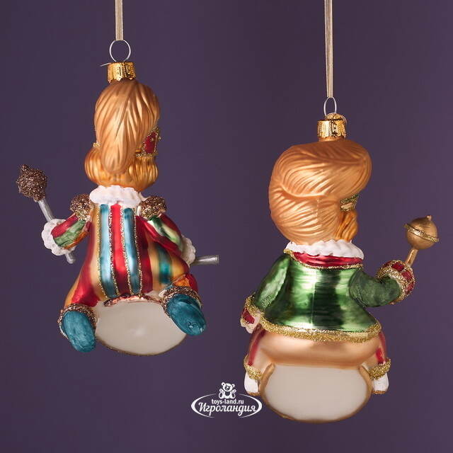 Стеклянные елочные игрушки Дуэт Барабанщиков - Circus Roncalli 10 см, 2 шт, стекло Winter Deco
