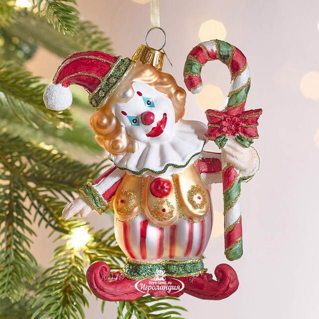 Елочная игрушка Клоун Нук - Circus Roncalli 12 см, стекло Winter Deco