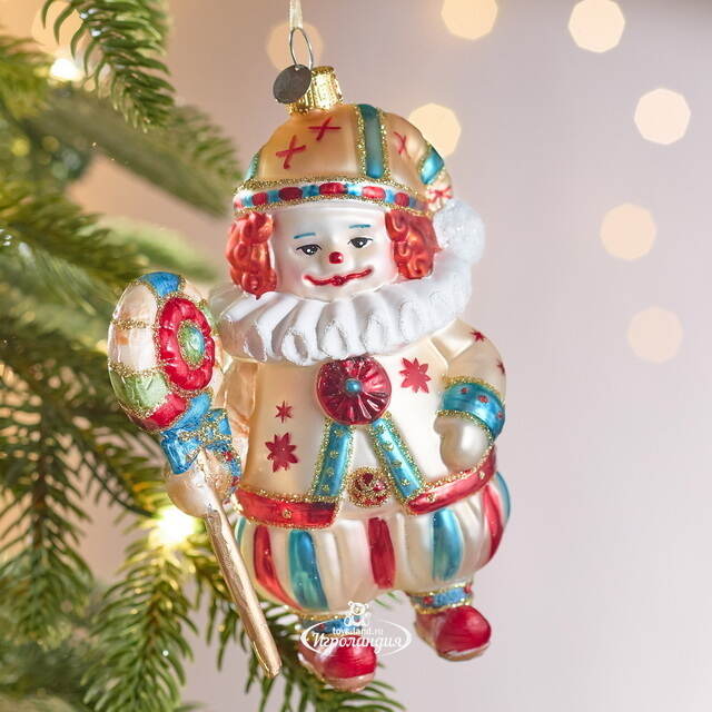 Елочная игрушка Клоун с Леденцом - Circus Roncalli 12 см, стекло Winter Deco