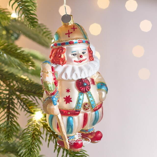 Елочная игрушка Клоун с Леденцом - Circus Roncalli 12 см, стекло Winter Deco
