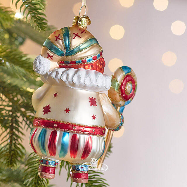 Елочная игрушка Клоун с Леденцом - Circus Roncalli 12 см, стекло Winter Deco