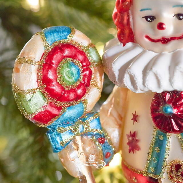 Елочная игрушка Клоун с Леденцом - Circus Roncalli 12 см, стекло Winter Deco