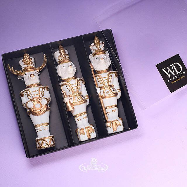 Елочные игрушки Звери Щелкунчики 18 см, 3 шт, стекло Winter Deco