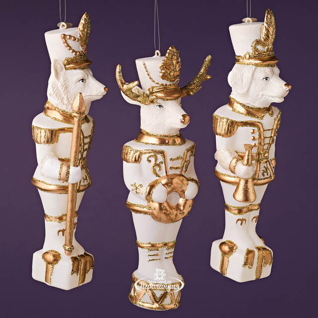 Елочные игрушки Звери Щелкунчики 18 см, 3 шт, стекло Winter Deco