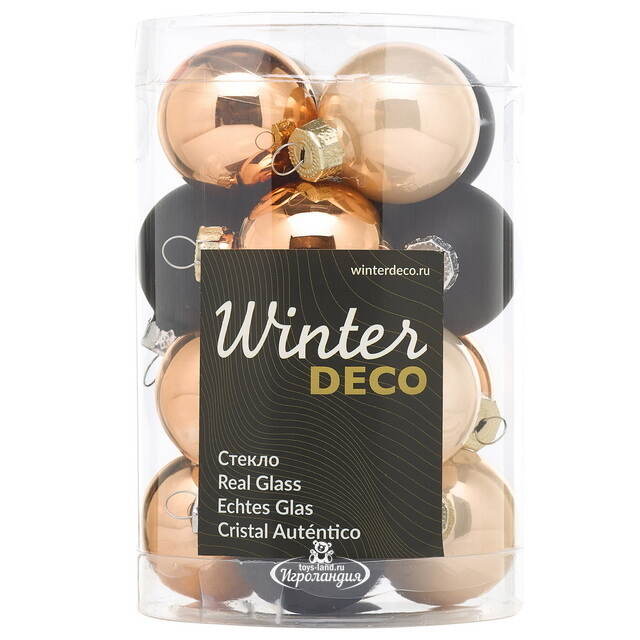 Елочные шары Gatsby Style 3.5 см, 16 шт, стекло Winter Deco