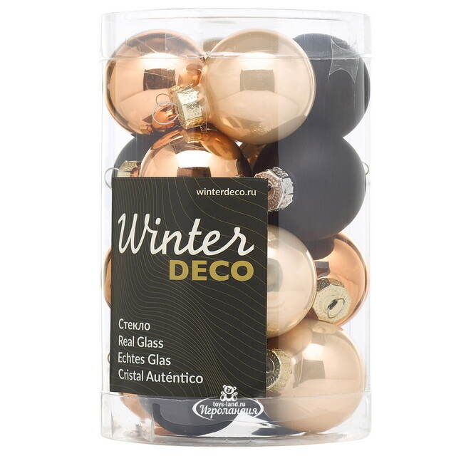 Елочные шары Gatsby Style 3.5 см, 16 шт, стекло Winter Deco