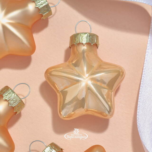 Елочные игрушки Звезды 4.5 см персиковый микс, 12 шт, стекло Winter Deco