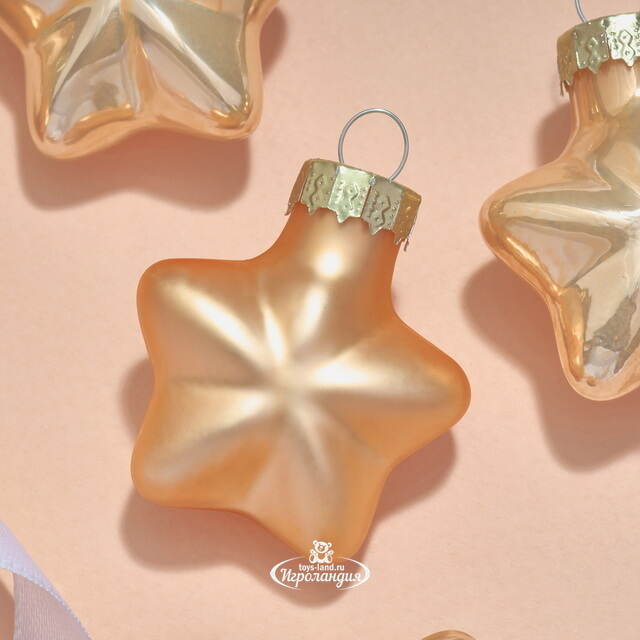 Елочные игрушки Звезды 4.5 см персиковый микс, 12 шт, стекло Winter Deco