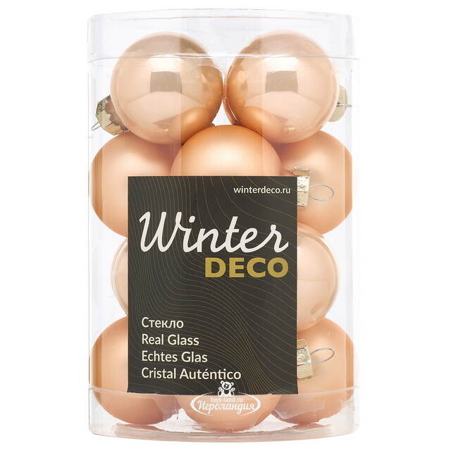 Елочные шары 3.5 см персиковый mix, 16 шт, стекло Winter Deco