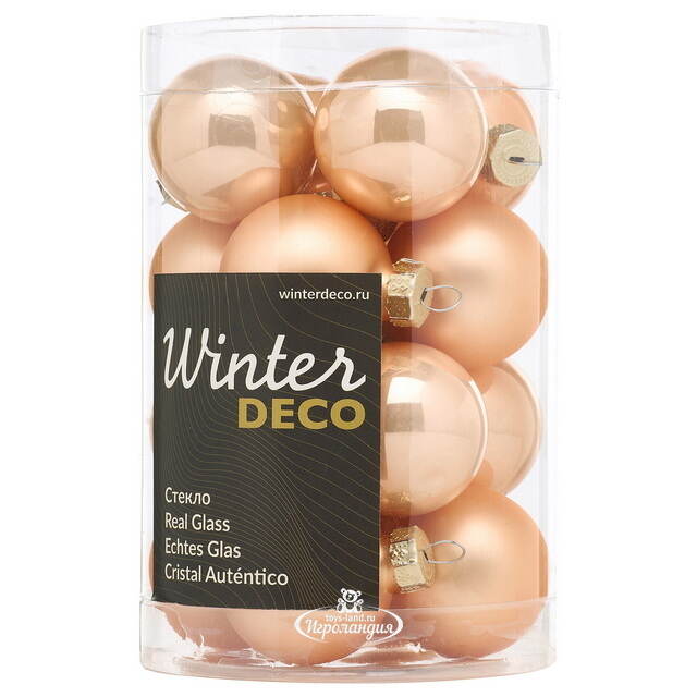 Елочные шары 3.5 см персиковый mix, 16 шт, стекло Winter Deco