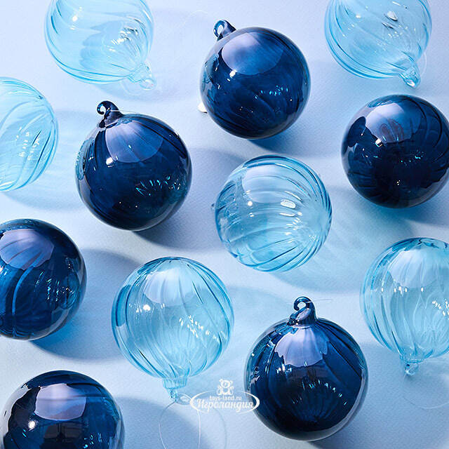 Елочные шары Fiume-Veneto: Night Blue 8 см, 11 шт, подарочная коробка, стекло, уцененные Winter Deco