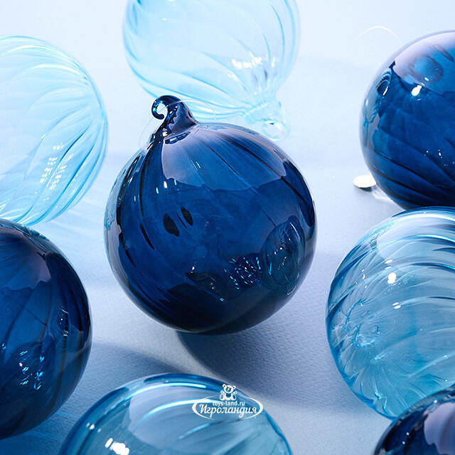 Елочные шары Fiume-Veneto: Night Blue 8 см, 11 шт, подарочная коробка, стекло, уцененные Winter Deco