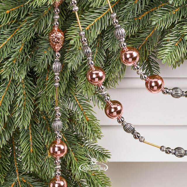Бусы на елку Vintage Christmas: Pink Silver 180 см, стекло Winter Deco