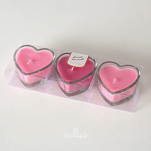 Набор чайных свечей в подсвечниках Sweet Romantic 4 см, 3 шт, стекло Boltze
