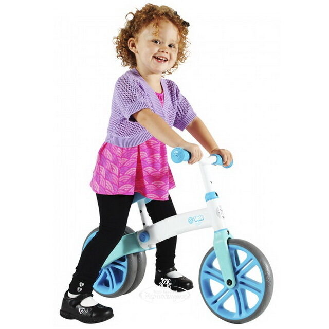 Беговел для малышей Yvolution Velo Junior, колеса 9", бело-голубой YVolution