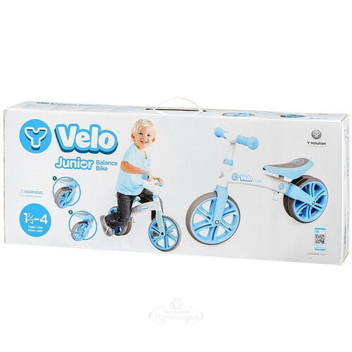 Беговел для малышей Yvolution Velo Junior, колеса 9", бело-голубой YVolution