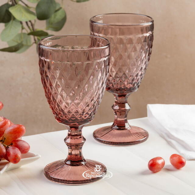 Бокал для вина Шатель 17 см розовый, стекло Boltze