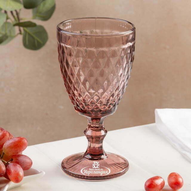 Бокал для вина Шатель 17 см розовый, стекло Boltze