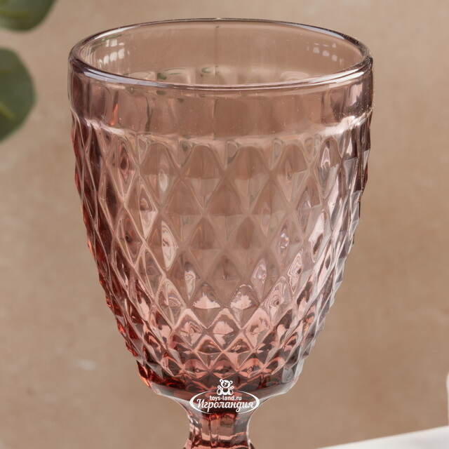 Бокал для вина Шатель 17 см розовый, стекло Boltze