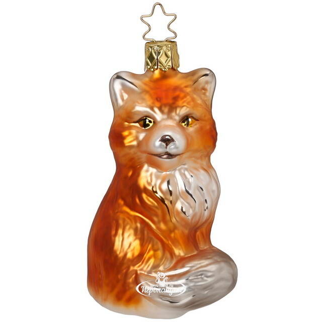 Стеклянная елочная игрушка Лиса Патриция 10 см Inge Glas