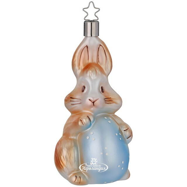 Стеклянная елочная игрушка Заяц Шуня 12 см Inge Glas