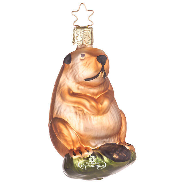 Стеклянная елочная игрушка Бобр Платон 9 см Inge Glas