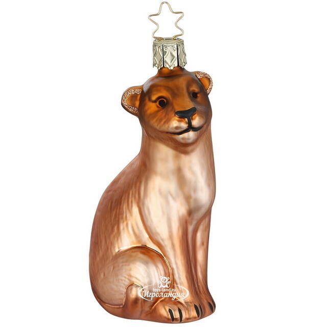 Стеклянная елочная игрушка Львица Каира 11 см Inge Glas