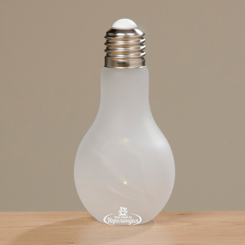Декоративный стеклянный светильник Лампочка Эдисона 19 см белый, на батарейках, IP20 Boltze