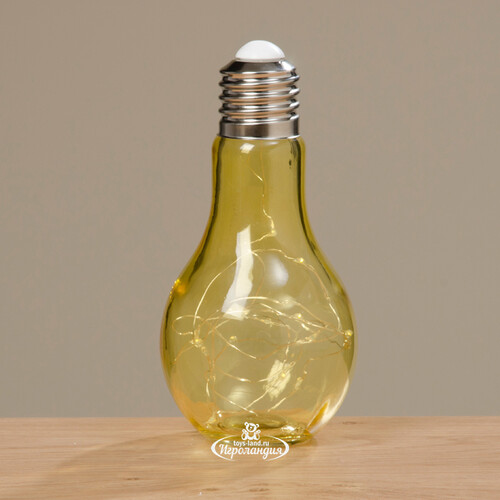 Декоративный стеклянный светильник Лампочка Эдисона 19 см золотой, на батарейках, IP20 Boltze