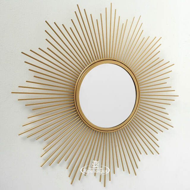 Настенное зеркало - солнце Бруклин 50 см золотое Boltze