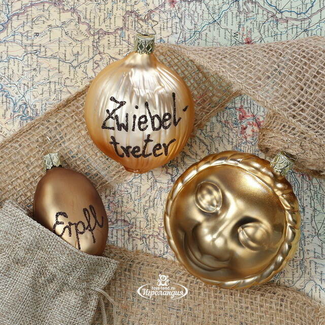 Стеклянная елочная игрушка Золотое Светило 10 см Inge Glas