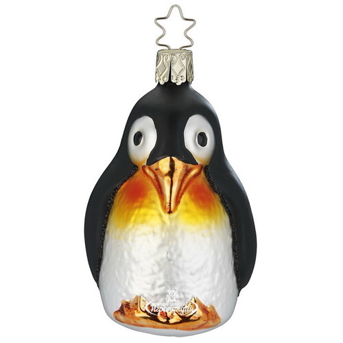 Стеклянная елочная игрушка Императорский пингвин 9 см, подвеска Inge Glas