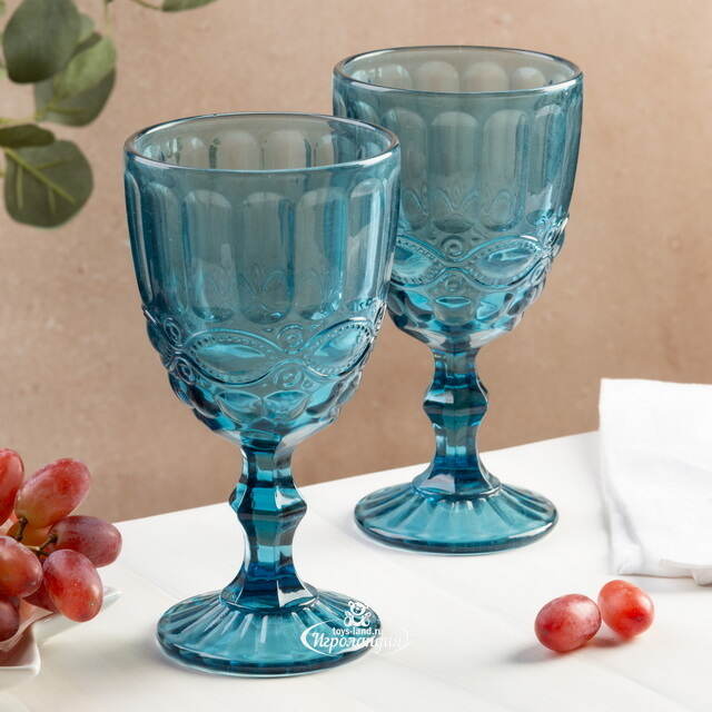 Бокал для вина Монруж 17 см синий, стекло Boltze