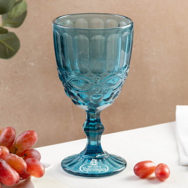 Бокал для вина Монруж 17 см синий, стекло Boltze