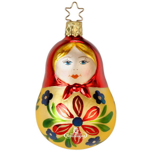 Стеклянная елочная игрушка Матрешка - Russian Doll 9 см Inge Glas
